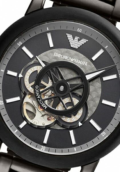 Emporio Armani Meccanico Automatic Black Dial Black Steel Strap Watch For Men - AR60010 Buy Now By Emporio Armani