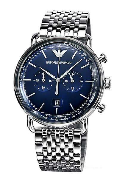Emporio Armani Aviator Chronograph Blue Dial Silver Steel Strap Watch For Men - AR11238 Buy Now By Emporio Armani