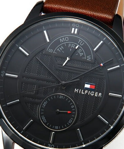 Tommy Hilfiger Hunter Black Dial Brown Leather Strap Watch for Men - 1791604 Buy Now By Tommy Hilfiger