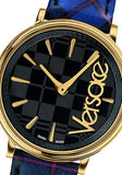 Versace V-Circle Black Dial Blue Leather Strap Watch for Women - VE8100218 Buy Now By Versace