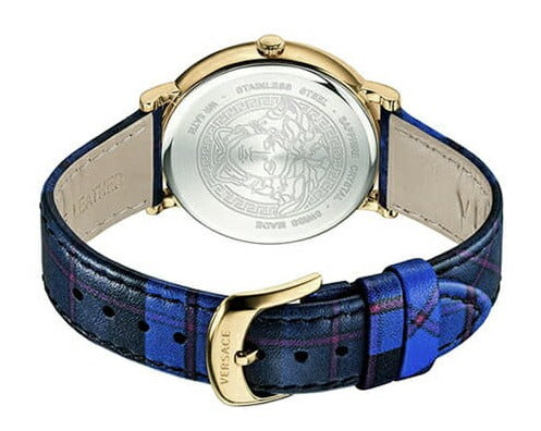 Versace V-Circle Black Dial Blue Leather Strap Watch for Women - VE8100218 Buy Now By Versace