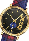 Versace V-Circle The Clans Edition Black Dial Red & Blue Leather Strap Watch for Women - VEBQ00218 Buy Now By Versace