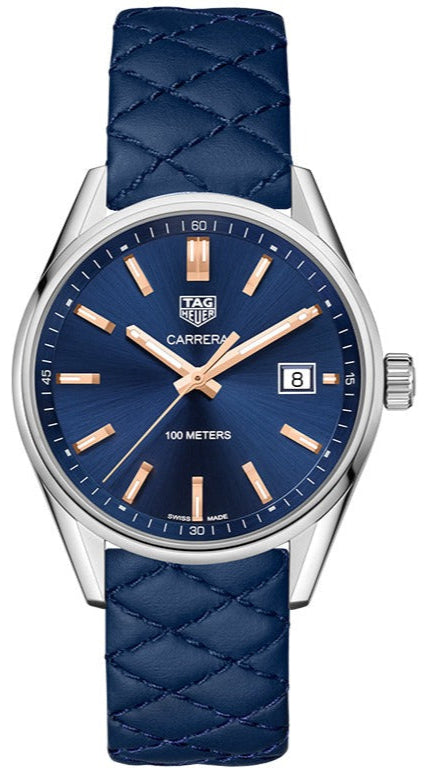 Tag Heuer Carrera Quartz Blue Dial Blue Calfskin Leather Strap Watch for Women - WAR1112.FC6391 Buy Now By Tag Heuer