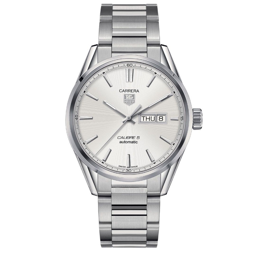 Tag Heuer Carrera Calibre 5 Automatic White Dial Silver Steel Strap Watch for Men - WAR201B.BA0723 Buy Now By Tag Heuer