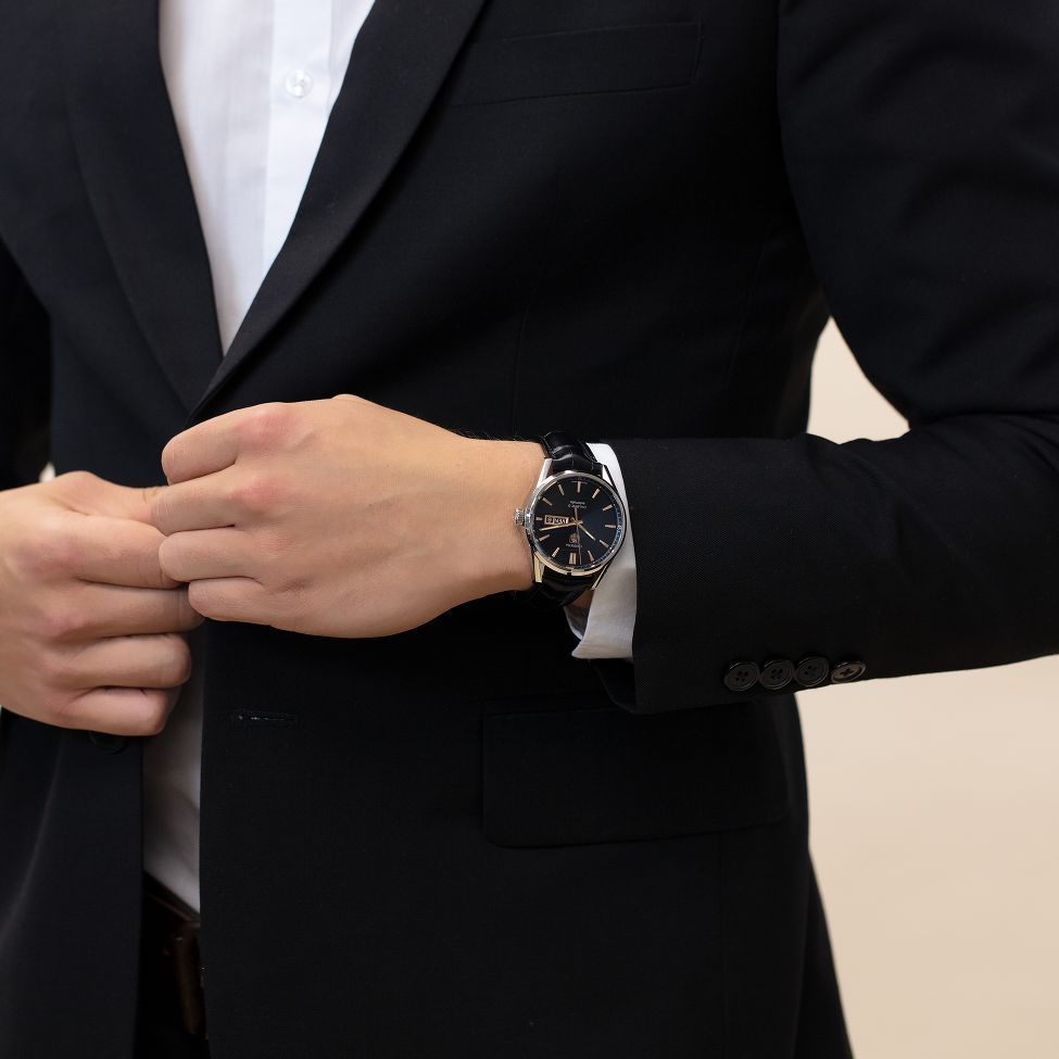 Tag Heuer Carrera Calibre 5 Automatic Black Dial Black Leather Strap Watch for Men - WAR201C.FC6266 Buy Now By Tag Heuer