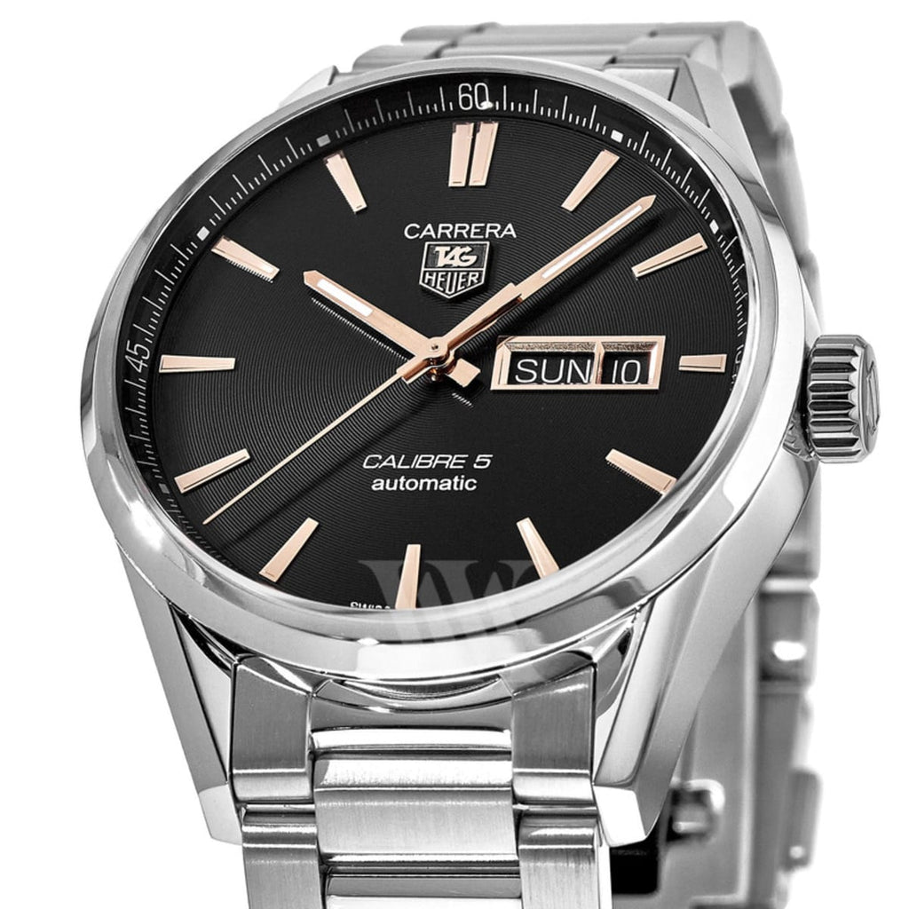 Tag Heuer Carrera Calibre 5 Automatic Black Dial Silver Steel Strap Watch for Men - WAR201C.BA0723 Buy Now By Tag Heuer