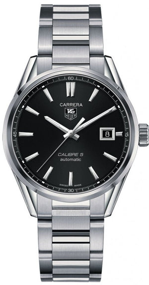Tag Heuer Carrera Automatic Black Dial Silver Steel Strap Watch for Men - WAR211A.BA0782 Buy Now By Tag Heuer