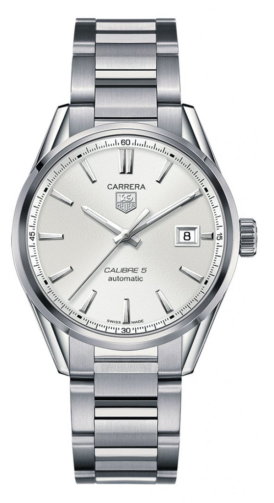 Tag Heuer Carrera Automatic Caliber 5 White Dial Silver Steel Strap Watch for Men - WAR211B.BA0782 Buy Now By Tag Heuer