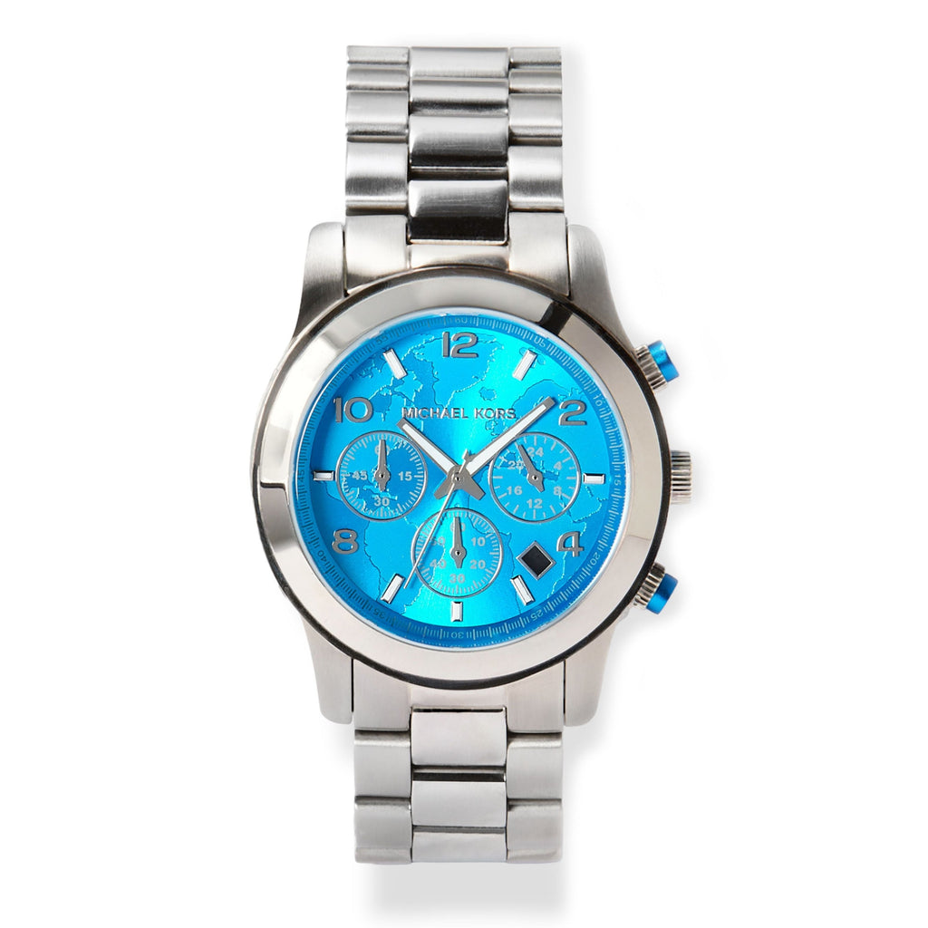 Michael Kors Runway Stop Hunger Blue Dial Silver Steel Strap Watch for Women - MK7427 Buy Now By Michael Kors
