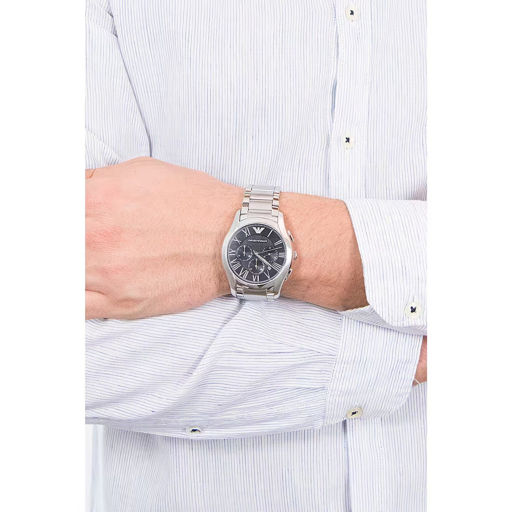Emporio Armani Valente Chronograph Quartz Black Dial Silver Steel Strap Watch For Men - AR11083 Buy Now By Emporio Armani