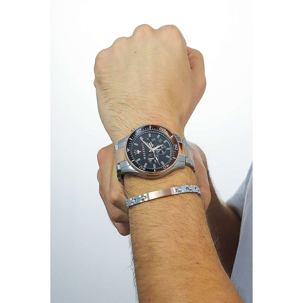 Maserati SFIDA Chronograph Black Dial Two Tone Steel Strap Watch For Men - R8873640009 Buy Now By Maserati