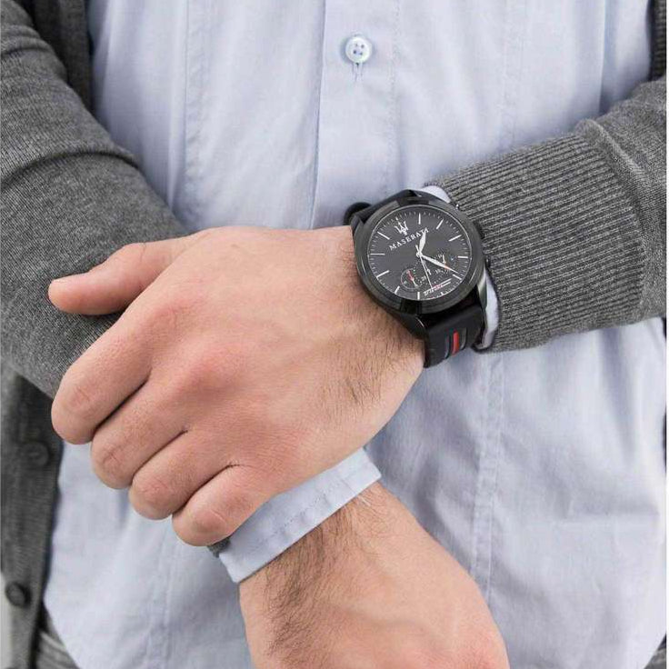 Maserati Traguardo Chronograph Black Dial Black Rubber Strap Watch For Men - R8871612004 Buy Now By Maserati