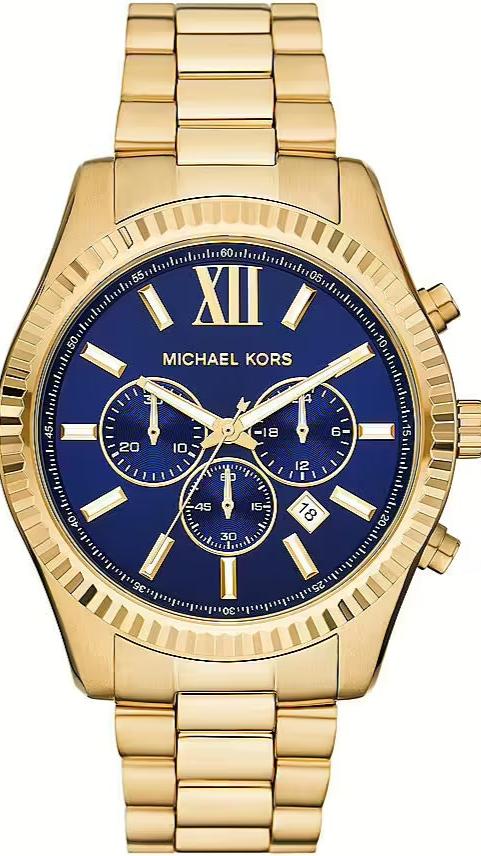 Michael Kors Lexington Chronograph Blue Dial Gold Steel Strap Watch for Men - MK9153 Buy Now By Michael Kors