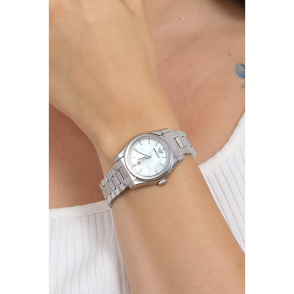 Emporio Armani Federica Mother of Pearl Dial Silver Steel Strap Watch For Women - AR11557 Buy Now By Emporio Armani