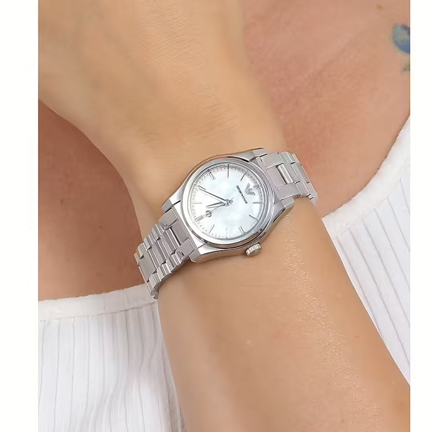 Emporio Armani Federica Mother of Pearl Dial Silver Steel Strap Watch For Women - AR11557 Buy Now By Emporio Armani