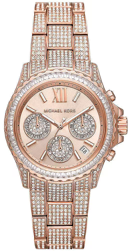Michael Kors Everest Chronograph Crystals Rose Gold Dial Rose Gold Steel Strap Watch For Women - MK7235 Buy Now By Michael Kors
