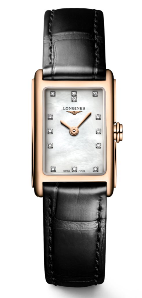 Longines Dolcevita Diamonds Mother of Pearl White Dial Black Leather Strap Watch for Women - L5.258.8.87.0 Buy Now By Longines