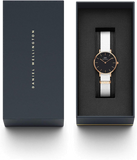 Daniel Wellington Classic Petite Dover Black Dial White NATO Strap Watch For Women - DW001000314 Buy Now By Daniel Wellington