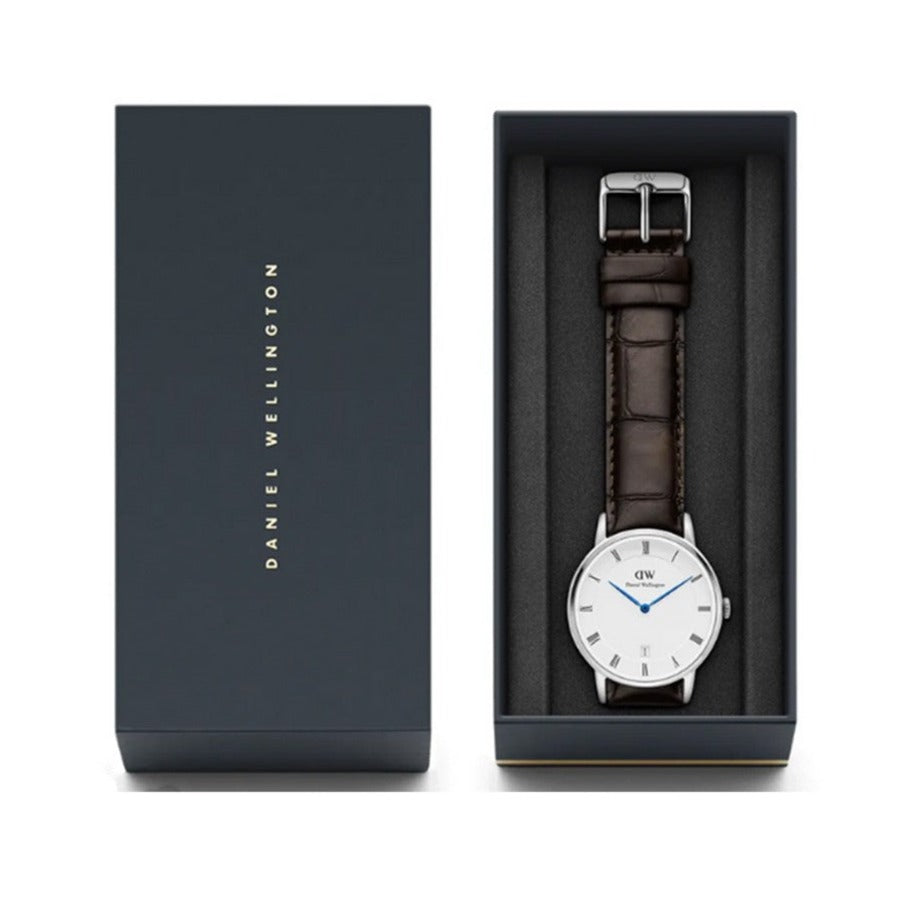 Daniel Wellington Dapper York Quartz White Dial Dark Brown Leather Strap Watch For Women - DW00100097 Buy Now By Daniel Wellington