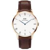 Daniel Wellington Dapper Bristol White Dial Brown Leather Strap Watch For Men - DW00100086 Buy Now By Daniel Wellington