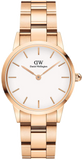 Daniel Wellington Iconic Link White Dial Rose Gold Steel Strap Watch for Women - DW00100213