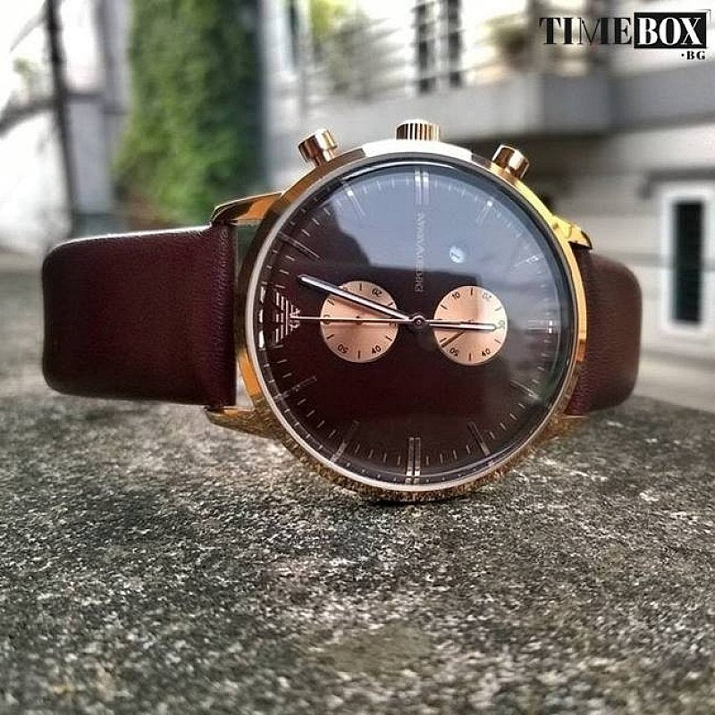 Emporio Armani Classic Chronograph Brown Dial Brown Leather Strap Watch For Men - AR0387 Buy Now By Emporio Armani