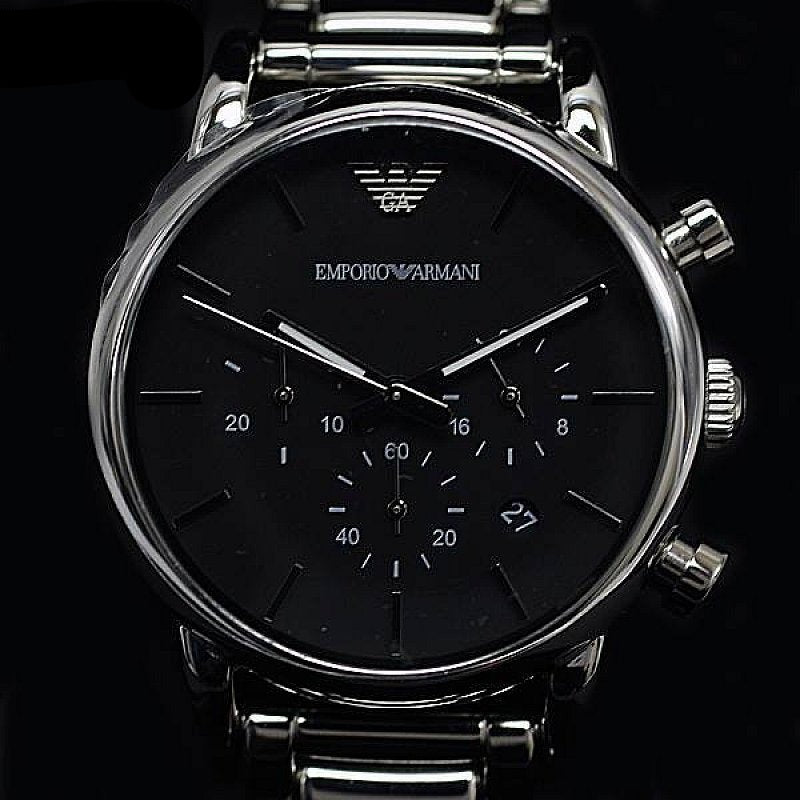 Emporio Armani Chronograph Black Dial Silver Steel Strap Watch For Men - AR1853 Buy Now By Emporio Armani