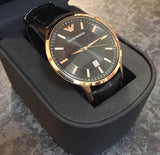 Emporio Armani Renato Quartz Black Dial Black Leather Strap Watch For Men - AR2425 Buy Now By Emporio Armani