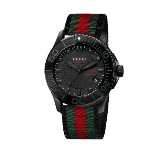 Gucci G Timeless Sport Black Dial Two Tone NATO Strap Watch For Men - YA126229 Buy Now By Gucci