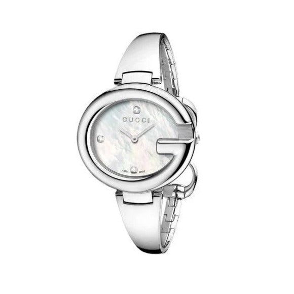 Gucci Guccissima Diamonds Mother of Pearl Dial Silver Steel Strap Watch For Women - YA134303 Buy Now By Gucci