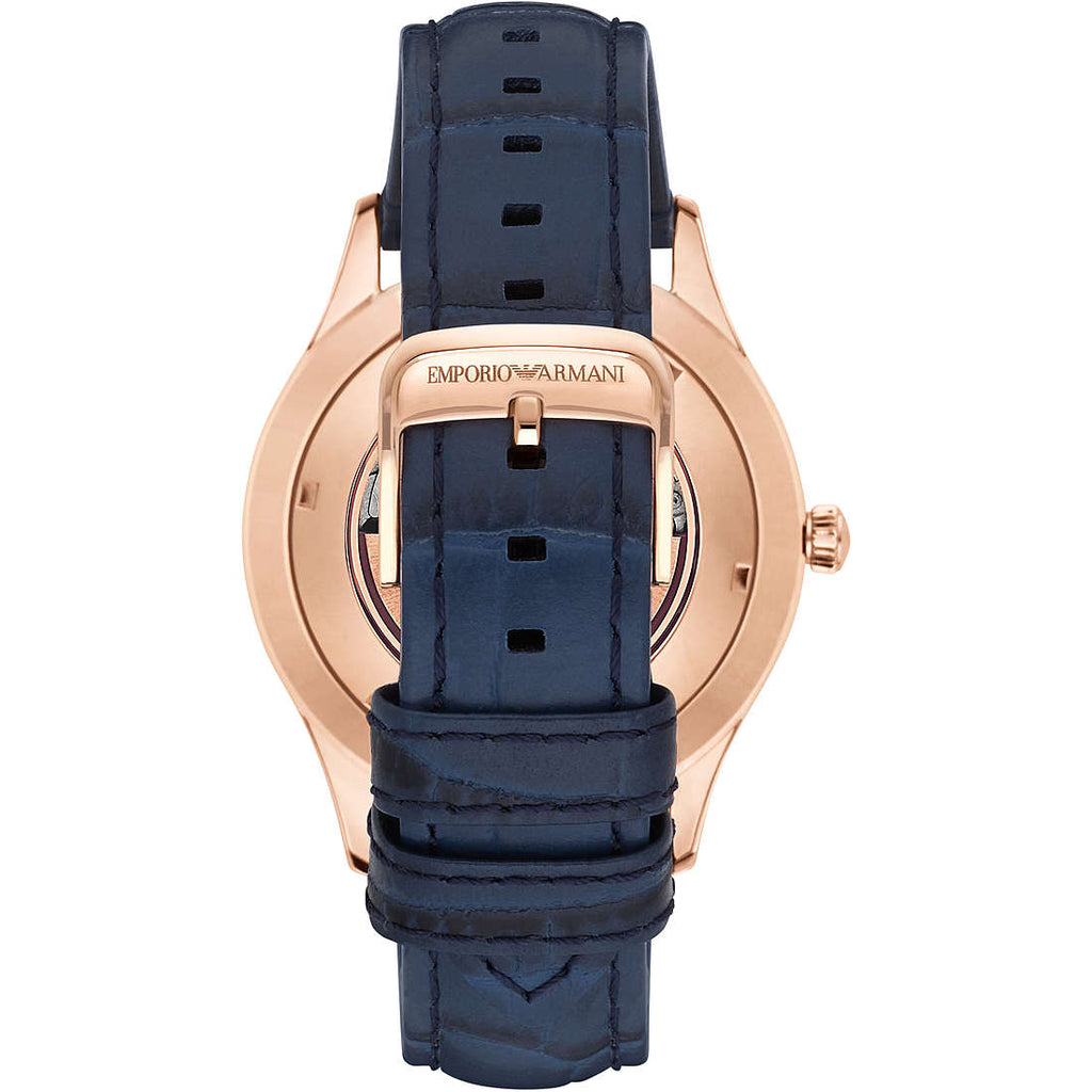 Emporio Armani Meccanico Automatic White Dial Blue Leather Strap Watch For Men - AR1947 Buy Now By Emporio Armani