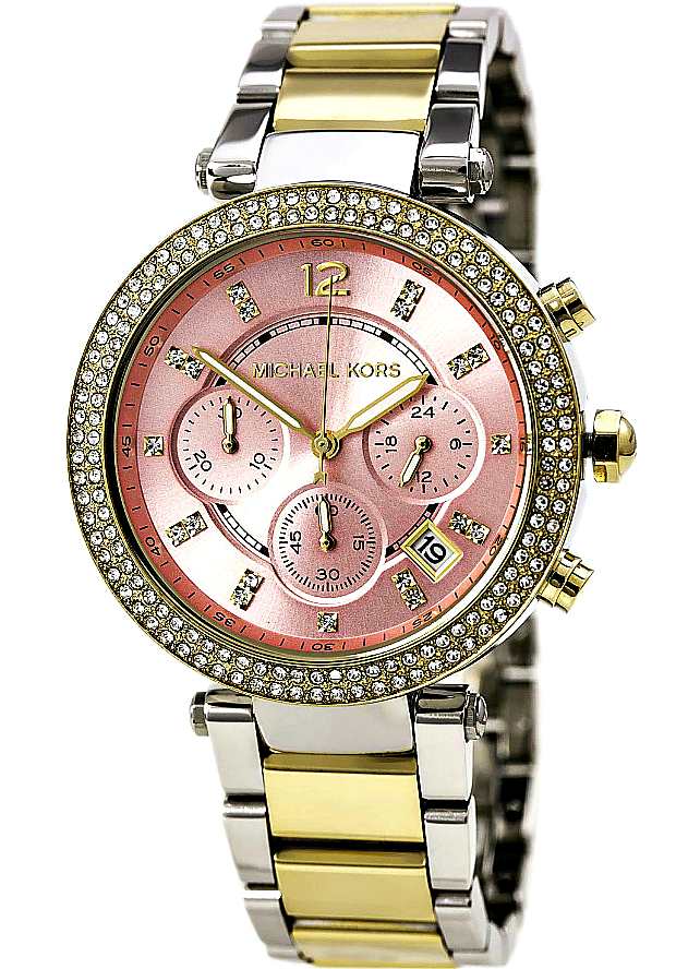 Michael Kors Parker Pink Dial Two Tone Steel Strap Watch for Women - MK6140 Buy Now By Michael Kors