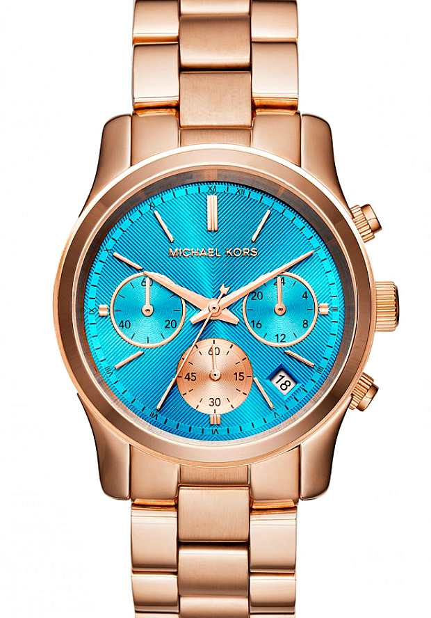 Michael Kors Runway Chronograph Turquoise Dial Rose Gold Steel Strap Watch For Women - MK6164 Buy Now By Michael Kors