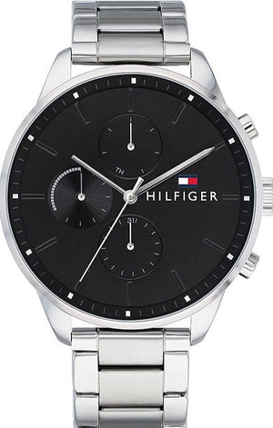 Tommy Hilfiger Chase Quartz Black Dial Silver Steel Strap Watch For Men - 1791485 Buy Now By Tommy Hilfiger
