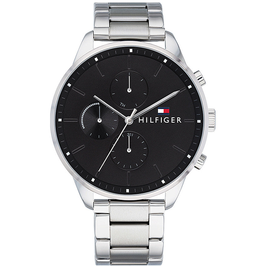 Tommy Hilfiger Chase Quartz Black Dial Silver Steel Strap Watch For Men - 1791485 Buy Now By Tommy Hilfiger
