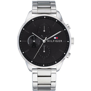 Tommy Hilfiger Chase Quartz Black Dial Silver Steel Strap Watch For Men - 1791485 Buy Now By Tommy Hilfiger