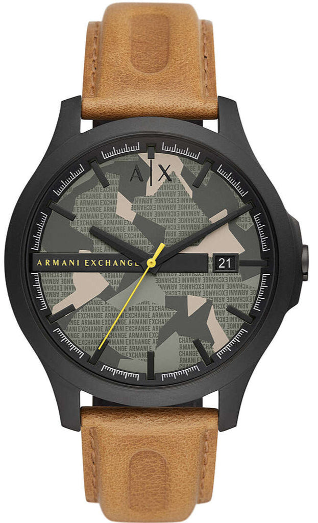 Armani Exchange Hampton Chronograph Green Dial Brown Leather Strap Watch For Men - AX2412 Buy Now By Armani Exchange