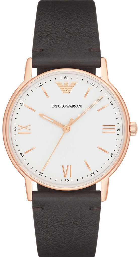 Emporio Armani Dress Quartz White Dial Brown Leather Strap Watch For Men - AR11011 Buy Now By Emporio Armani