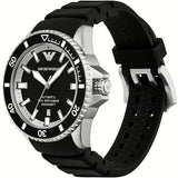 Emporio Armani Sea Explorer Automatic Black Dial Black Silicone Strap Watch For Men - AR60078 Buy Now By Emporio Armani