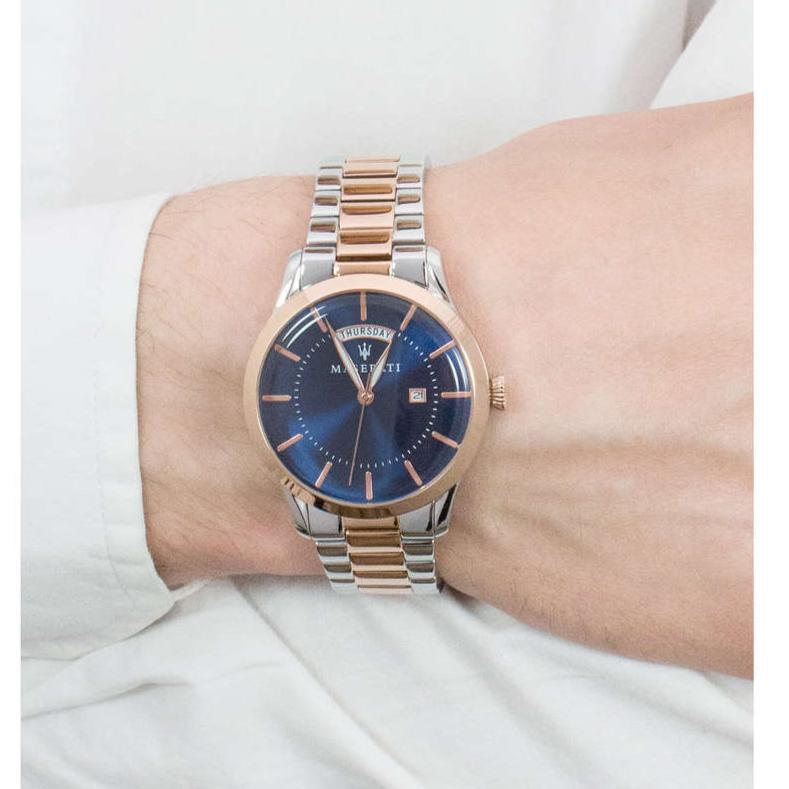 Maserati Tradizione Blue Dial Two Tone Steel Strap Watch For Men - R8853125001 Buy Now By Maserati