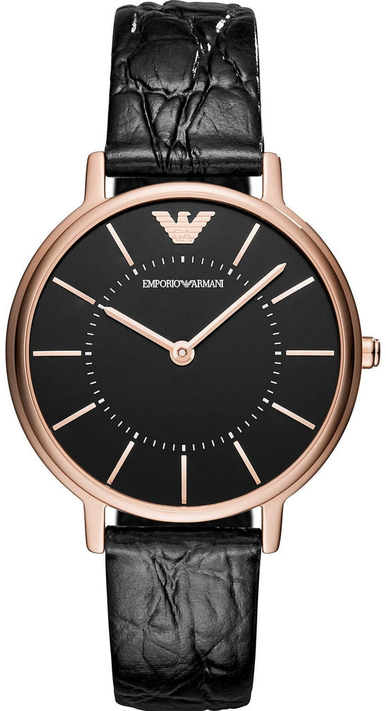 Emporio Armani Kappa Quartz Black Dial Black Leather Strap Watch For Women - AR11064 Buy Now By Emporio Armani