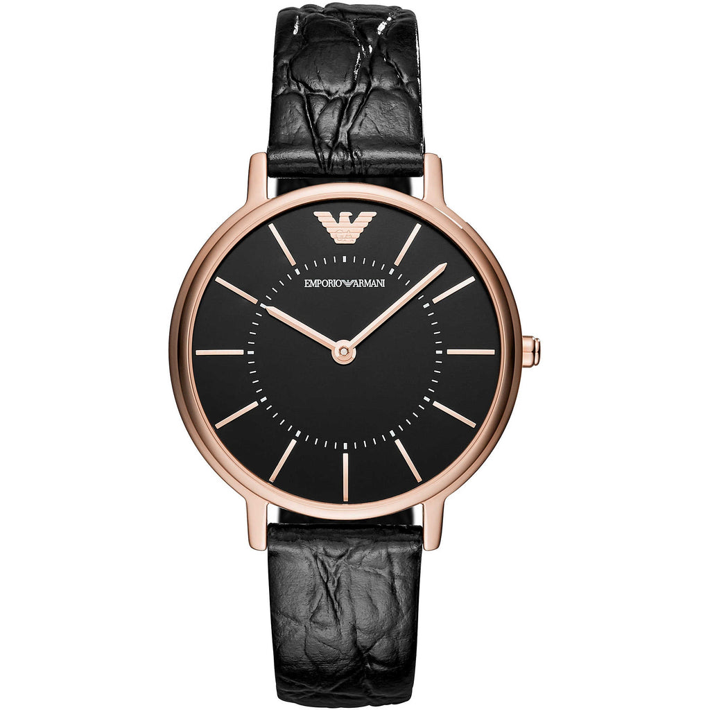 Emporio Armani Kappa Quartz Black Dial Black Leather Strap Watch For Women - AR11064 Buy Now By Emporio Armani