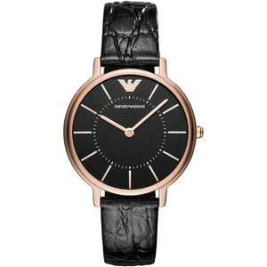 Emporio Armani Kappa Quartz Black Dial Black Leather Strap Watch For Women - AR11064 Buy Now By Emporio Armani