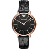 Emporio Armani Kappa Quartz Black Dial Black Leather Strap Watch For Women - AR11064 Buy Now By Emporio Armani