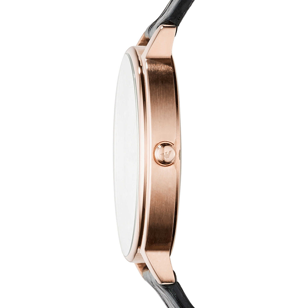 Emporio Armani Kappa Quartz Black Dial Black Leather Strap Watch For Women - AR11064 Buy Now By Emporio Armani