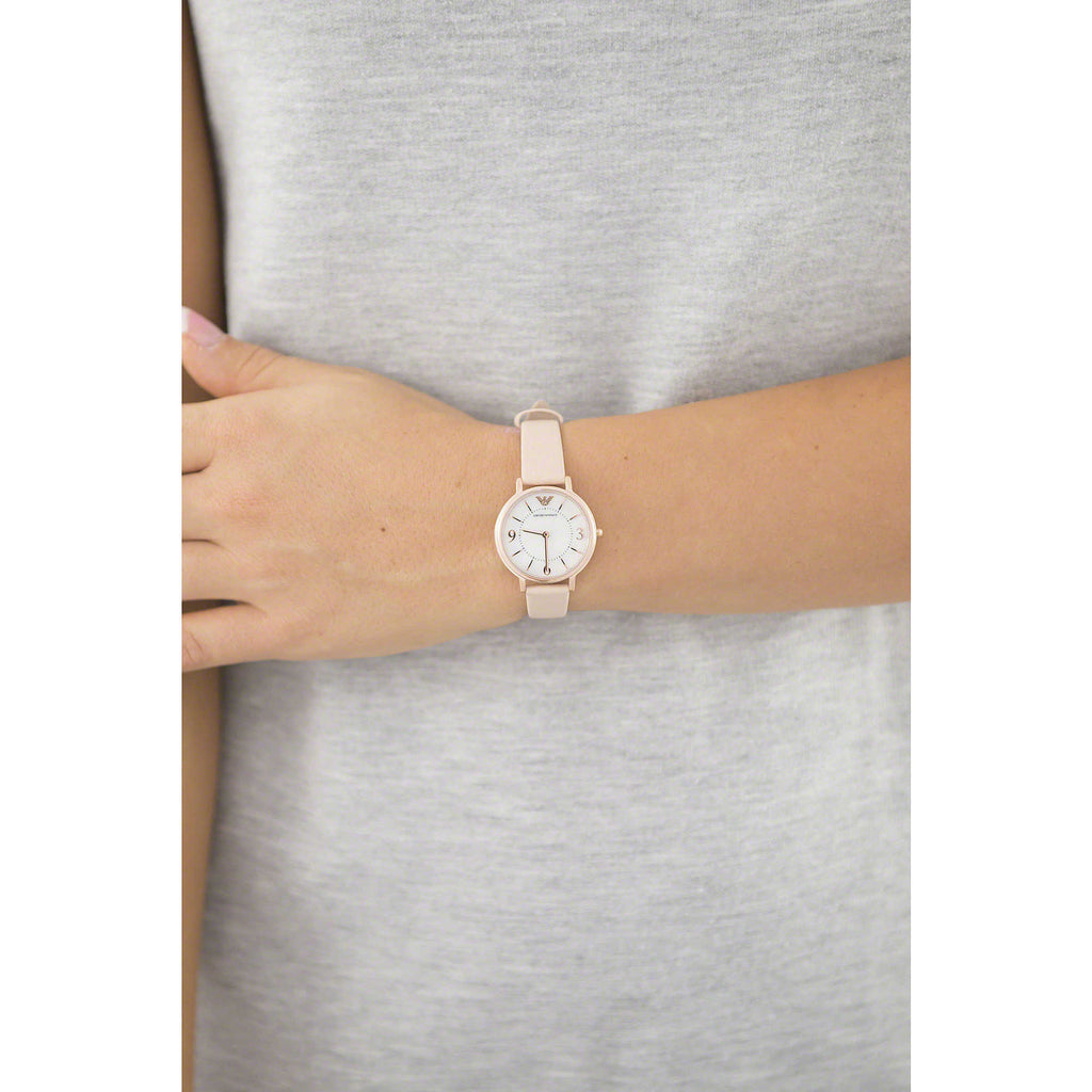 Emporio Armani Kappa White Mother of Pearl Dial Pink Leather Strap Watch For Women - AR2512 Buy Now By Emporio Armani