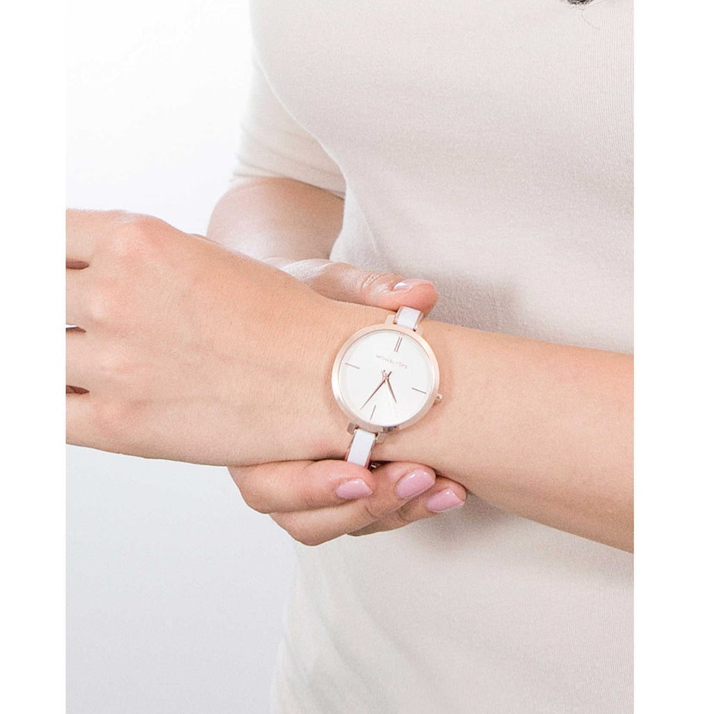 Michael Kors Jaryn Analog White Dial Two Tone Steel Strap Watch For Women - MK4342 Buy Now By Michael Kors