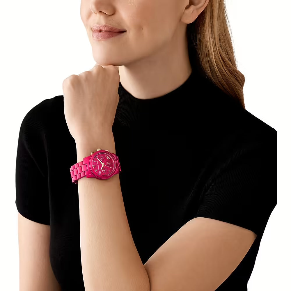Michael Kors Runway Chronograph Limited Edition Pink Dial Pink Steel Strap Watch for Women - MK7478LE Buy Now By Michael Kors