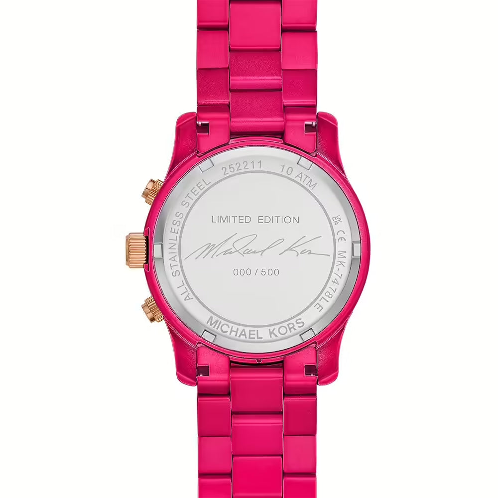 Michael Kors Runway Chronograph Limited Edition Pink Dial Pink Steel Strap Watch for Women - MK7478LE Buy Now By Michael Kors