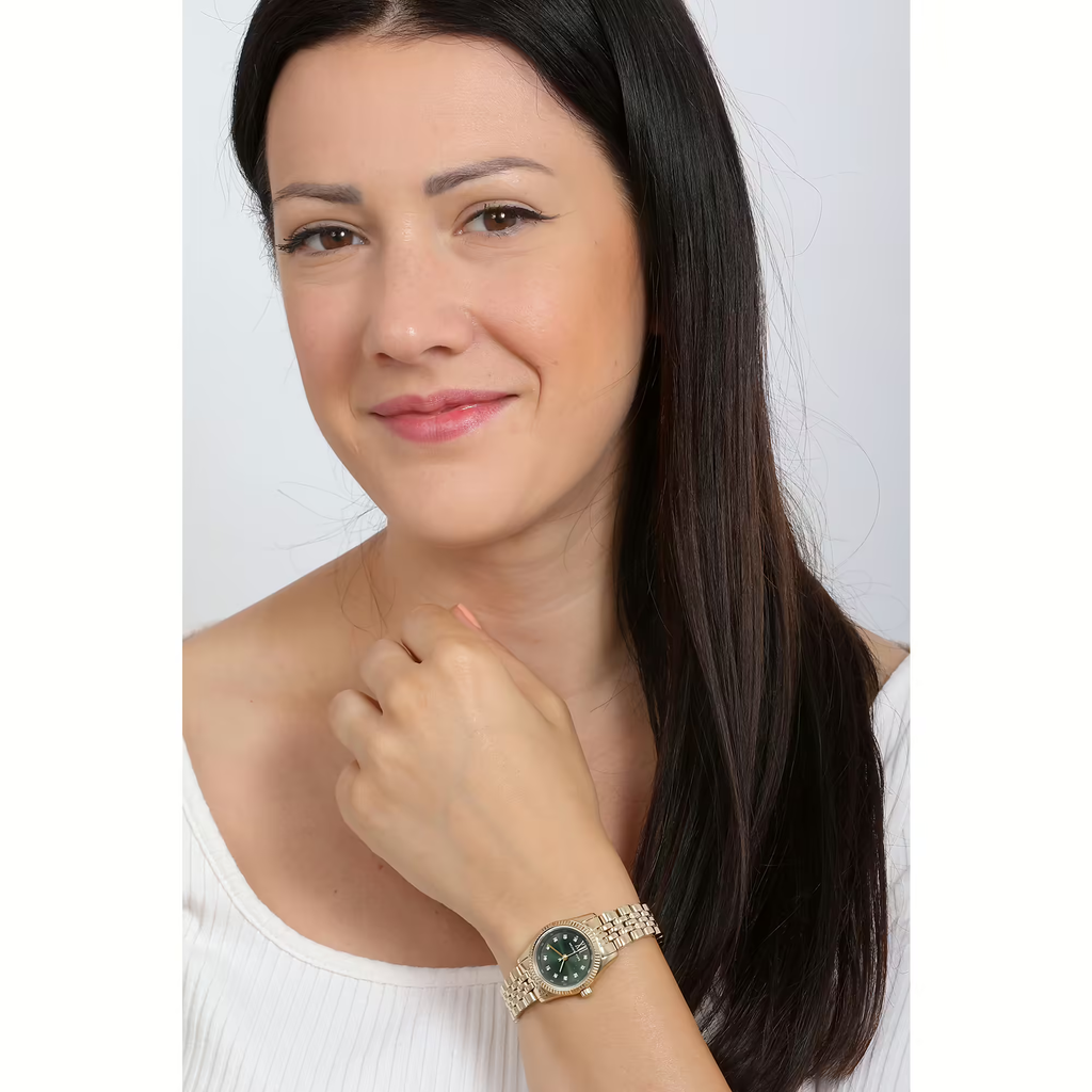 Michael Kors Lexington Pave Three-Hand Green Dial Gold Steel Strap Watch for Women - MK4842 Buy Now By Michael Kors